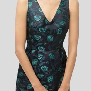 J. . Crew Dress Sleeveless Jacquard Cocktail Black/Emerald Dress- Sz.0-NWT! $118